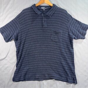 Vintage Polo Ralph Lauren Textured Striped Pocket Polo Shirt XL Blue